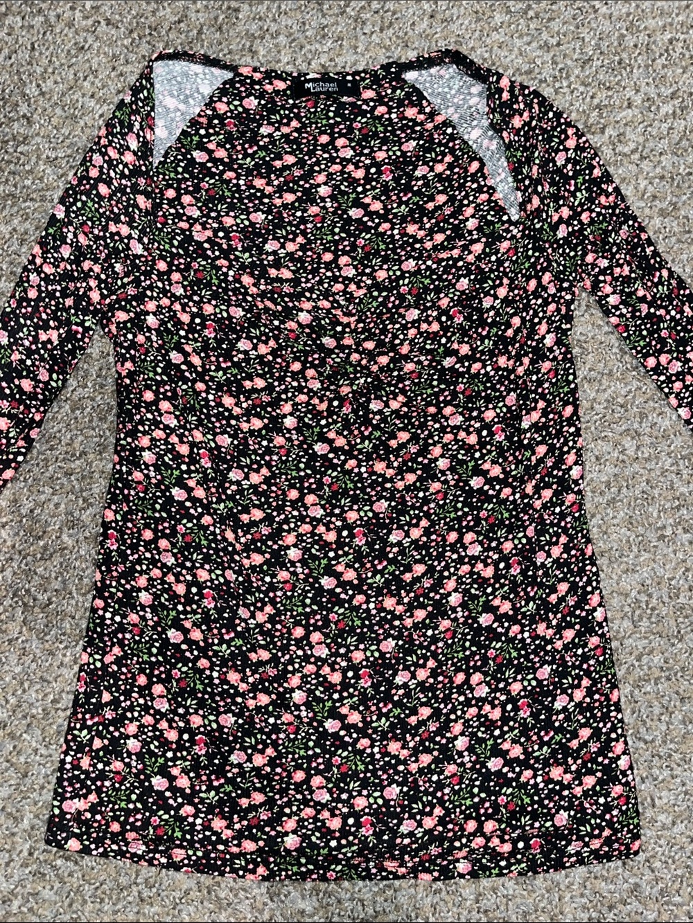 MICHAEL LAUREN Floral Fitted Long Dleeve with Pink and Green Accents